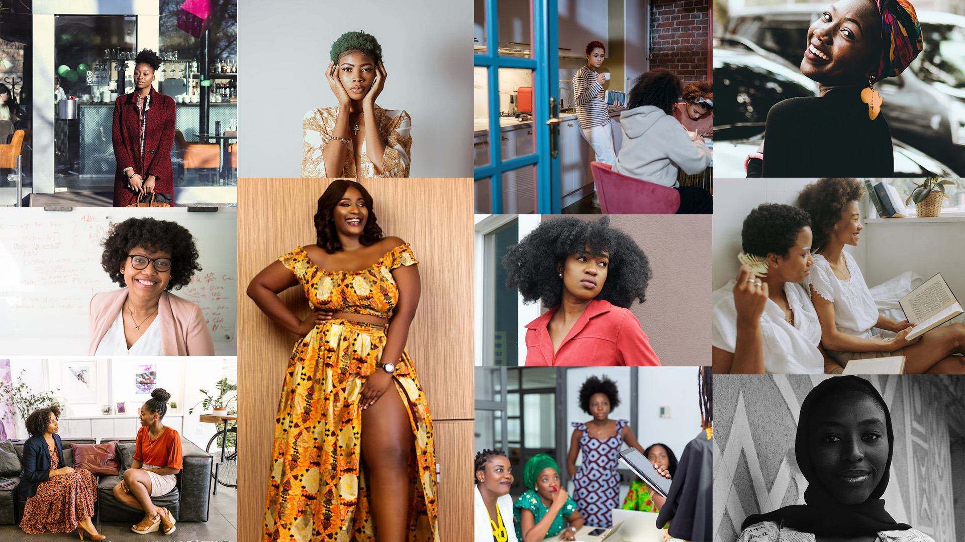 Collage of diverse Black women entrepreneurs showcasing different professions and activities, embodying Ethnic Minority Women Entrepreneur Support.