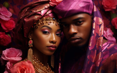 Elegant couple dressed in traditional attire, symbolising the high cost of Nigerian weddings